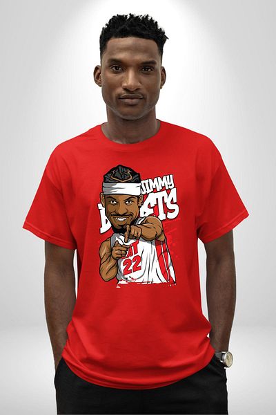 Angemiel Jimmy Butler Basketball Cotton Oversize Boyfriend Red Digital Printed Crew Neck Men's Women's T-Shirt