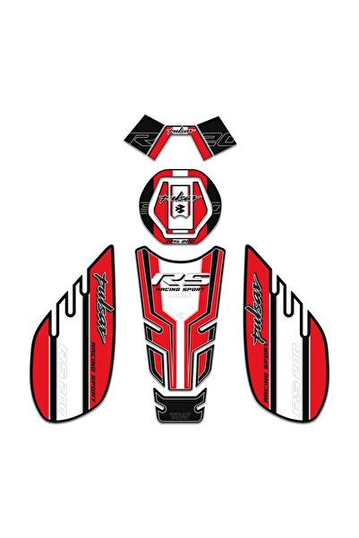 Redline Grafik Bajaj Pulsar RS 200 Siyah Kırmızı Gidonlu Tank Pad Set