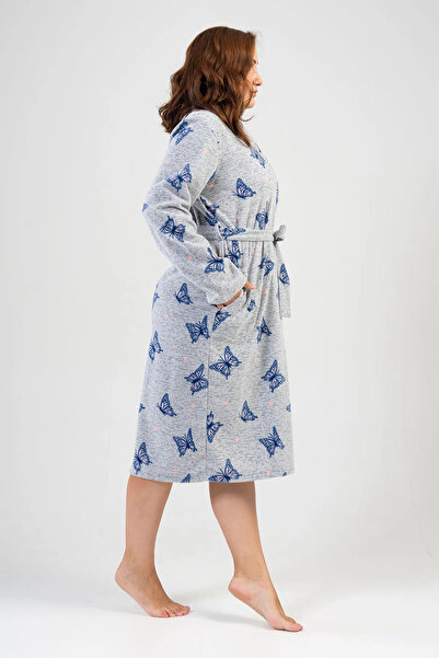 luvise Women's Fleece Plus Size Sal Collar Long Sleeve Long Pocket Dressing Gown