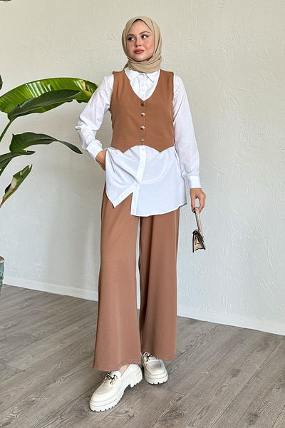 InStyle Τριπλό Σετ Κοστούμι Camel Vest