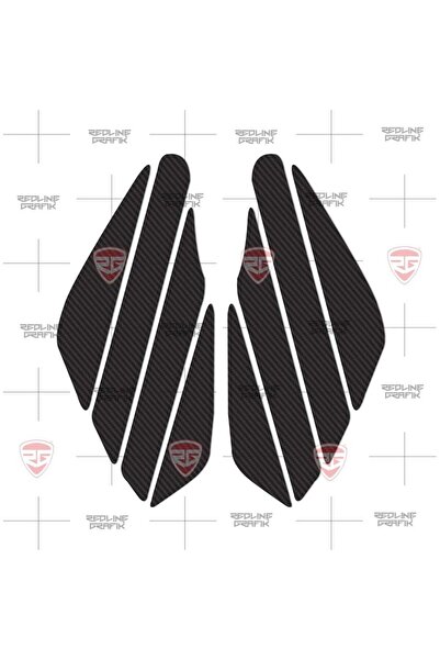 Redline Grafik Stripe Karbon Depo Yan Pad Universal Carbon Yan Pad Sticker Re...