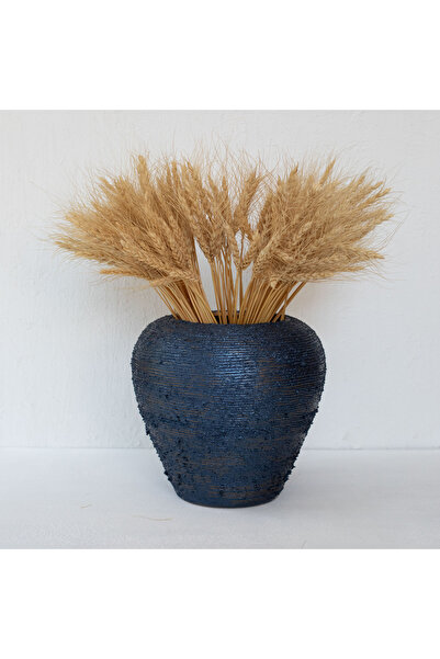 Deart İstanbul Gece Mavisi Dokulu Vazo. 25x24 Cm.