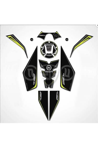 Redline Grafik Cf moto 250 SR Full Sticker Pad Set Siyah-Neon Sarı