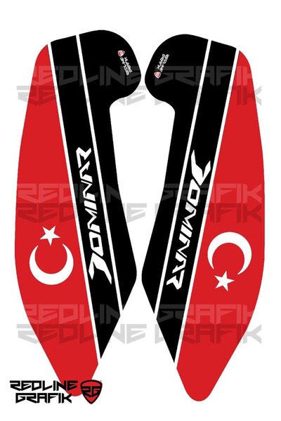 Redline Grafik Bajaj Dominar 400 Türk Bayraklı Yan Pad Koruma Sticker