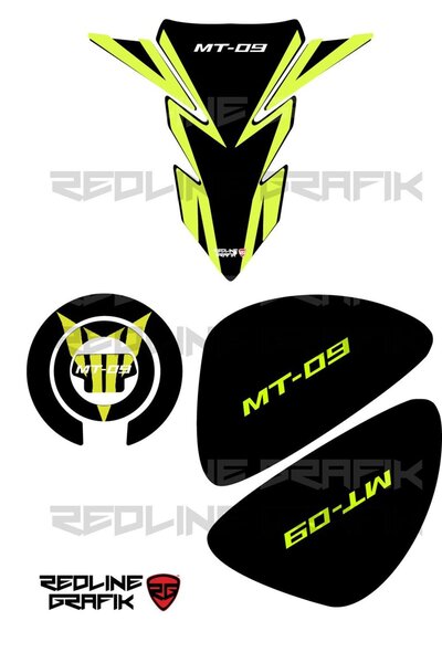 Redline Grafik Redlinegrafik MT-09 Uyumlu Tank Pad Seti Sarı