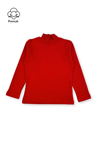 difa kids Girls Boys Unisex Children's Red Color Seasonal Winter Half Throat Long Sleeve Badi