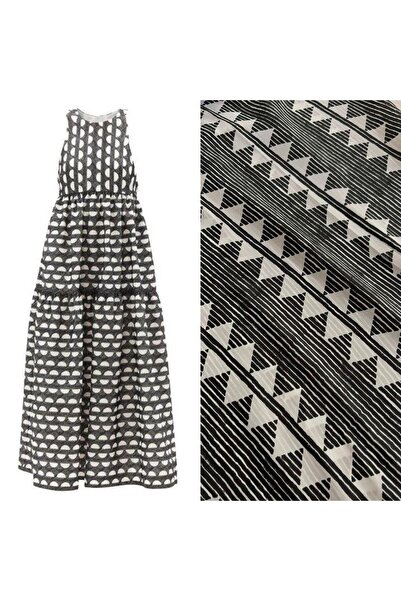 Modelkumas JORJET KREP SİYAH-BEYAZ YAZLIK KUMAŞ