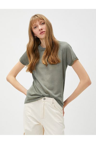 Koton T-shirt Raglan μανίκι με λαιμόκοψη