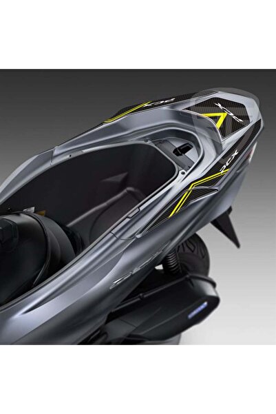 Redline Grafik Pcx 125 2021 Karbon Desen Neon Sarı Kuyruk Sticker