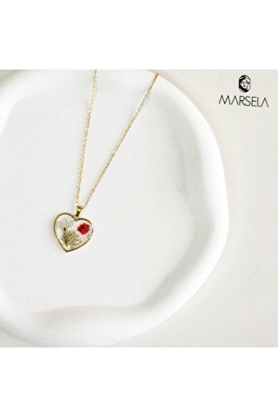 Ebijuteri Çiçekli Yaşayan Çelik Kolye