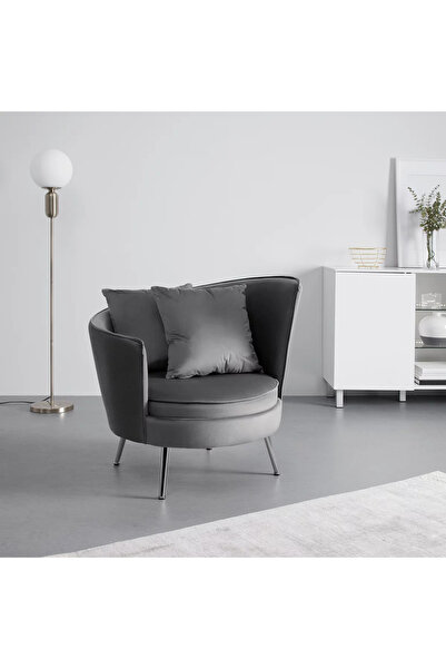 Genel Markalar Municatio Metal Ayaklı Özel Tasarım Tek Kişilik Berjer Füme Salon Oturma Koltuğu Lobi Koltuğu