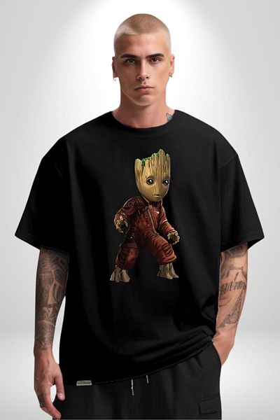 Angemiel Baby Groot Guardians of the Galaxy Cotton Crew Neck Women Men Oversize Boyfriend Digital Printed S