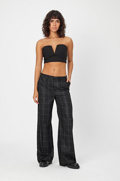 ALEXANDERGARDI Alexandergardı - Women's Classic Trousers with Checkered Wide Legs and Double Pockets (B24-0001)