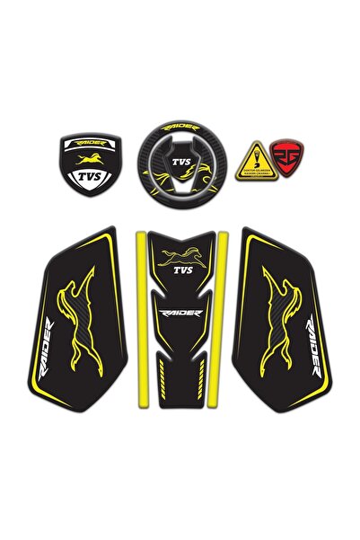 Redline Grafik TVS Raider Tank Pad Sticker Seti Sarı Siyah Redlinegrafik