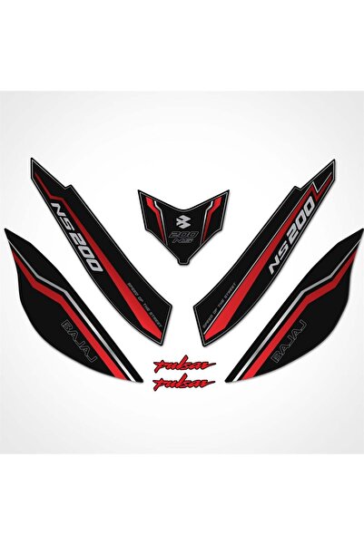 Redline Grafik Bajaj Pulsar NS 200 Kuyruk Pad Set Dark Flame Serisi Siyah-Kır...