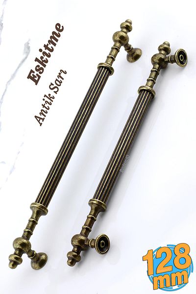 Badem10 Fate Antique Metal Galben Antic 128 Mm - 12,8 Cm Mobilier Bucătărie Sertar Dulap Mâner Dulap