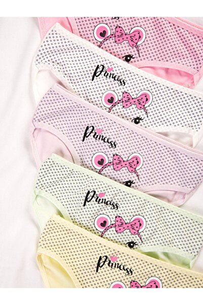 Happy Fox Chiloți pentru fetiță din bumbac Set de 5 pachete Lycra Mixcolor Printed Mouse