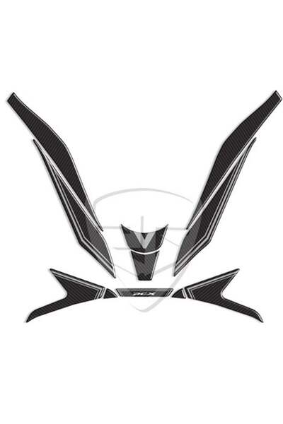 Redline Grafik Honda PCX 125 Far Üstü ve Bıyık Koruma Sticker Pad Gri Karbon ...