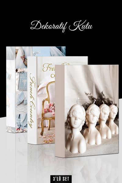 yhfoto 3 Adet Dekor Kutu - Kitap Görünümlü Kutu - Dekoratif Kutu