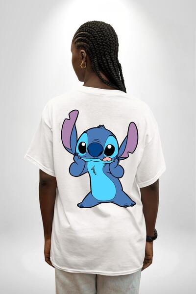 Angemiel Lilo and Stitch Смугастий фільм анімації білі великі жіночі чоловічі футболки з принтом на спині і на спині