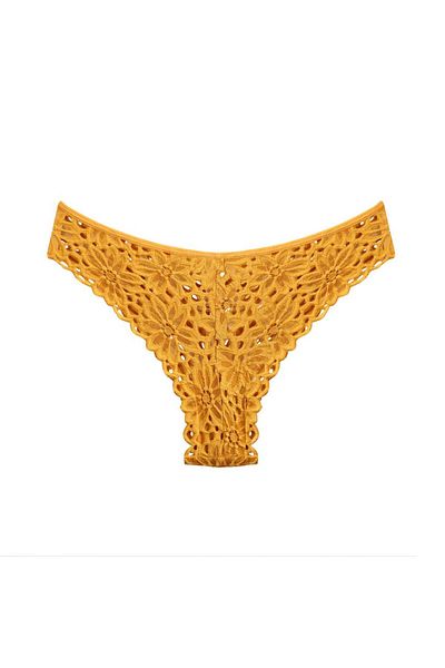FOURSOLOS 2 Pack Lace Cotton Women's Panties - Yellow