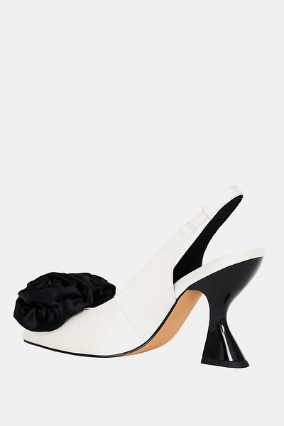 Katy Perry The Laterr High Women's Black-White Flower Detailed Heeled Shoes
