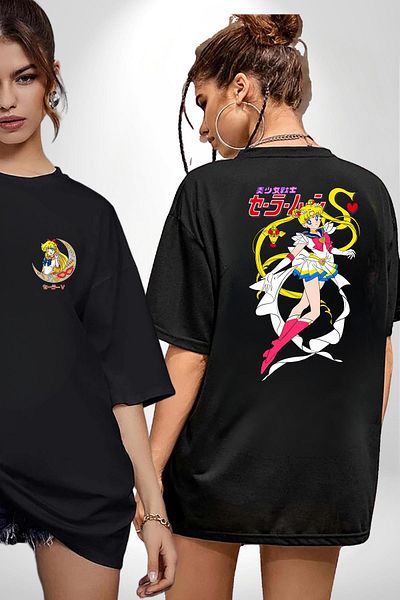 Angemiel Sailor Moon Anime - Usagi Tsukino Black Oversize T-Shirt