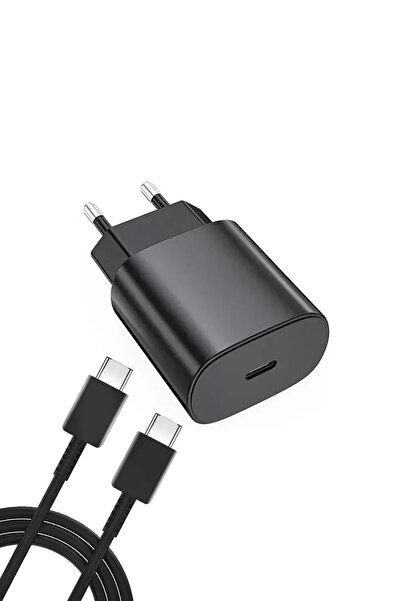 Leastra 25 Watt Samsung Xiaomi Oppo Poco Android Uyumlu USB-c to USB-c Kablolu Siyah  Hızlı Şarj Seti