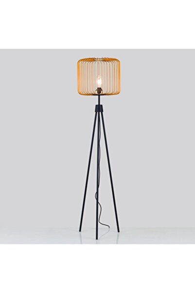 woodhub Tripod Ayaklı Kafes Lambader Gold