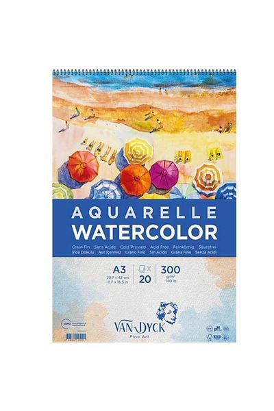 Van Dyck Vandyck Watercolor Block A3 300 Gr20 Yp Top Spiral Vd10012
