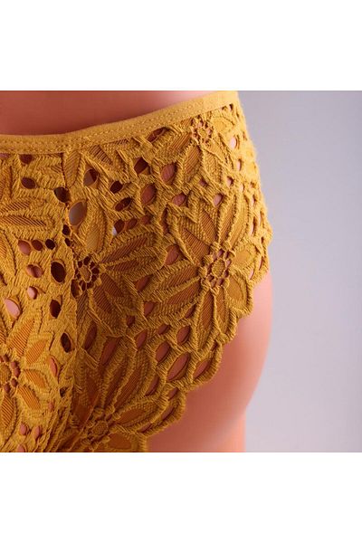 FOURSOLOS 2 Pack Lace Cotton Women's Panties - Yellow