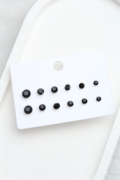 VLM AKSESUAR Set of 12 Stones Multiple Earrings