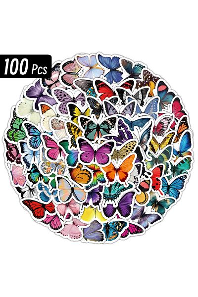 Choice 100pcs 10/50/100pcs Butterfly Insect Cartoon Cute Decals Toy Stationery Guitar Phone Bicycle Laptop