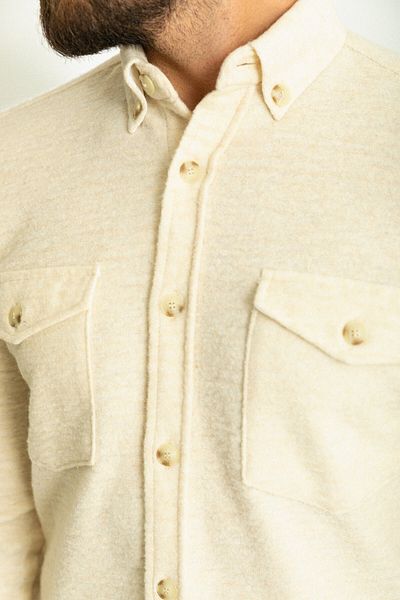 Mcr Plain Slim Fit Wool Men's Lumberjack Shirt Ecru - 37701.22K