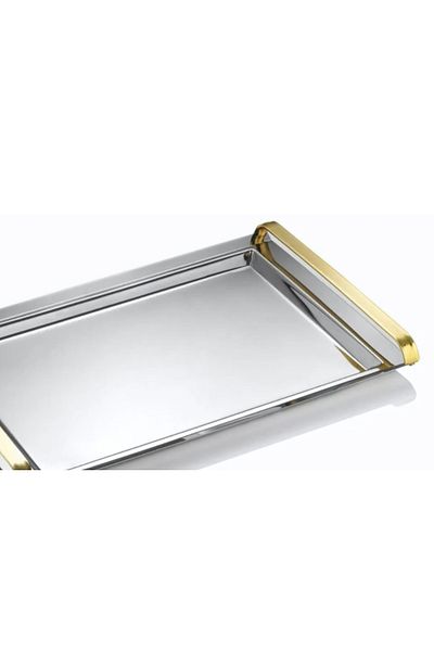ÖzSa Home Tiamo Xlarge Premium - 18/10 Stainless Steel, Handled Presentation Tray, Engagement and Tea Serving