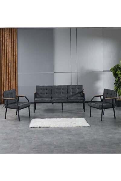 UFUK HOME Aşkın 311 Antrasit Fermuarlı Bahçe Balkon Takımı, Cafe, Salon - Met...