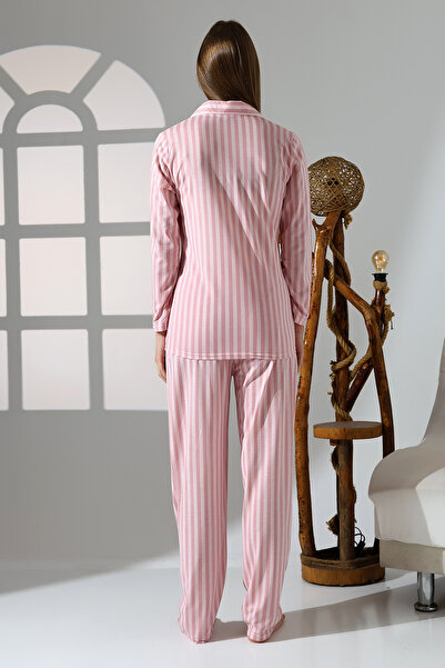 LİKAPA Likapa fésült pamut elöl gombos kismama hosszú ujjú pizsama szett