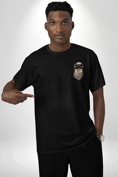 Angemiel Black Oversize Cap Bandana - Men's and Women's T-Shirt, Minimal Printed