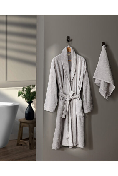 Madame Coco طقم روب حمام للجنسين مصنوع من القطن بنسبة 100% من Avril - رمادي -...