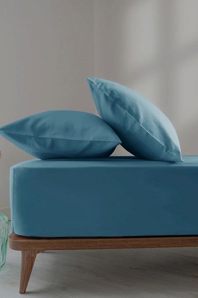 İssimo Home طقم سيمبلي سكاي بلو قطن ساتان 160*200/50*70