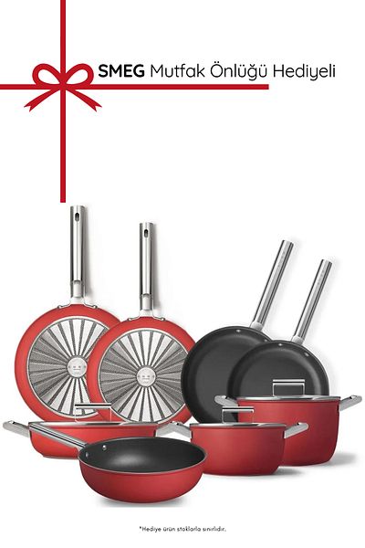 SMEG Cookware 50's Style Exclusive Red 8-Piece Pot & Pan Set Ckwexc