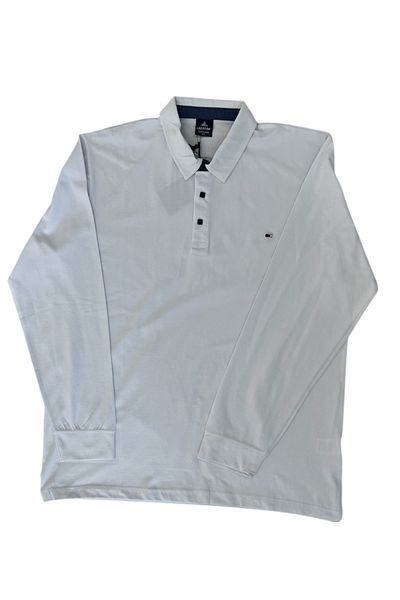 lacaton Men's Large Size Polo Collar with Butty Embroidery on the Chest