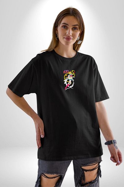 Angemiel Sailor Moon Anime - Usagi Tsukino Black Oversize T-Shirt