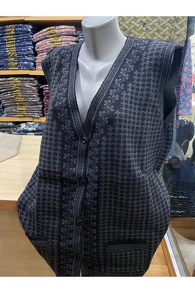 TCR Women's Buttoned Patterned Seasonal Vest with Pockets