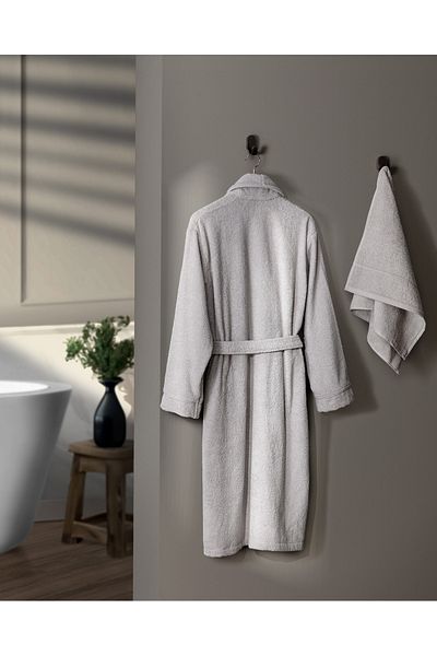 Madame Coco Avril 100% Cotton Şalyaka Unisex Bathrobe Set - Gray - XXL