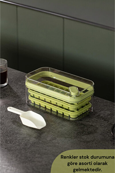 Kitchen Way Kapaklı Kutulu Tepsili Buz Küpü Kalıbı ve Buz Kepçesi KW-229 FMA0...