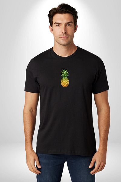 Angemiel Black Oversize Pineapple Printed Women's/Men's T-Shirt