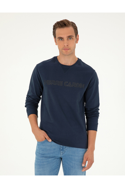 Pierre Cardin Lacivert 2 İplik Regular Fit İçi Polarlı %100 Pamuk Sweatshirt ...