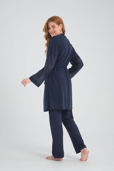 Rimel Homewear 100% Cotton Maternity Pajamas Set with Knitwear Dressing Gown
