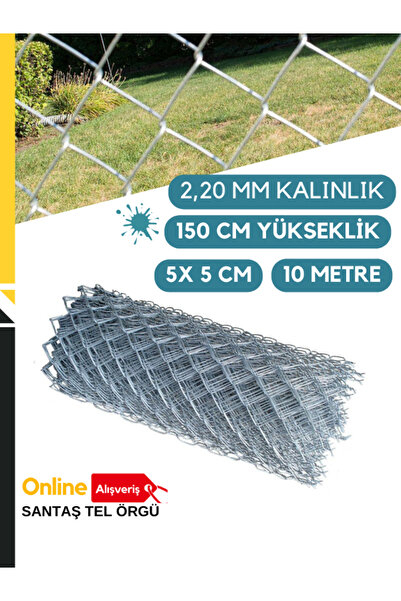 Santas 2.20 Mm Kalınlık 5×5 Cm Göz (1,5MT-10 MT) Galvanizli Helezon Bahçe Çit...